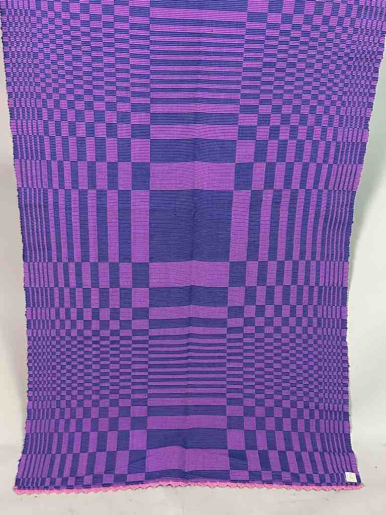 Geometric Long Narrow Textile Table Runner - Purple/Navy