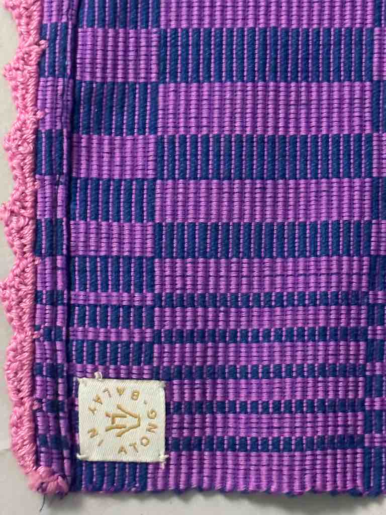 Geometric Long Narrow Textile Table Runner - Purple/Navy