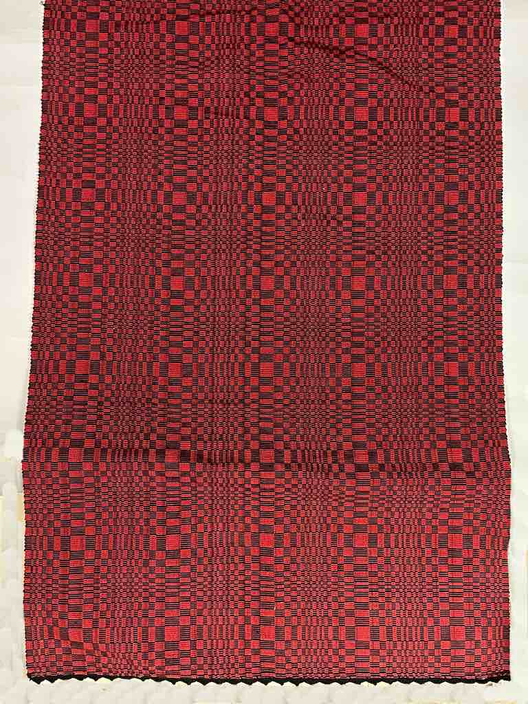 Geometric Long Narrow Textile Table Runner - Red/Navy