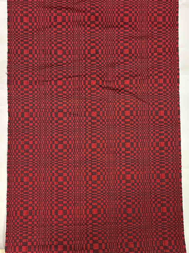 Geometric Long Narrow Textile Table Runner - Red/Navy