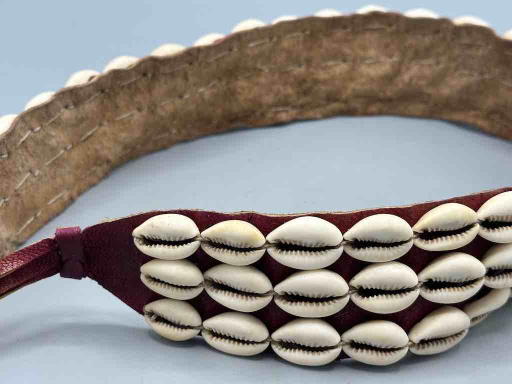 African Cultural Very High Quality Wide Real Cowrie Shell-Leather Tie Closure Belt - 4 Colors