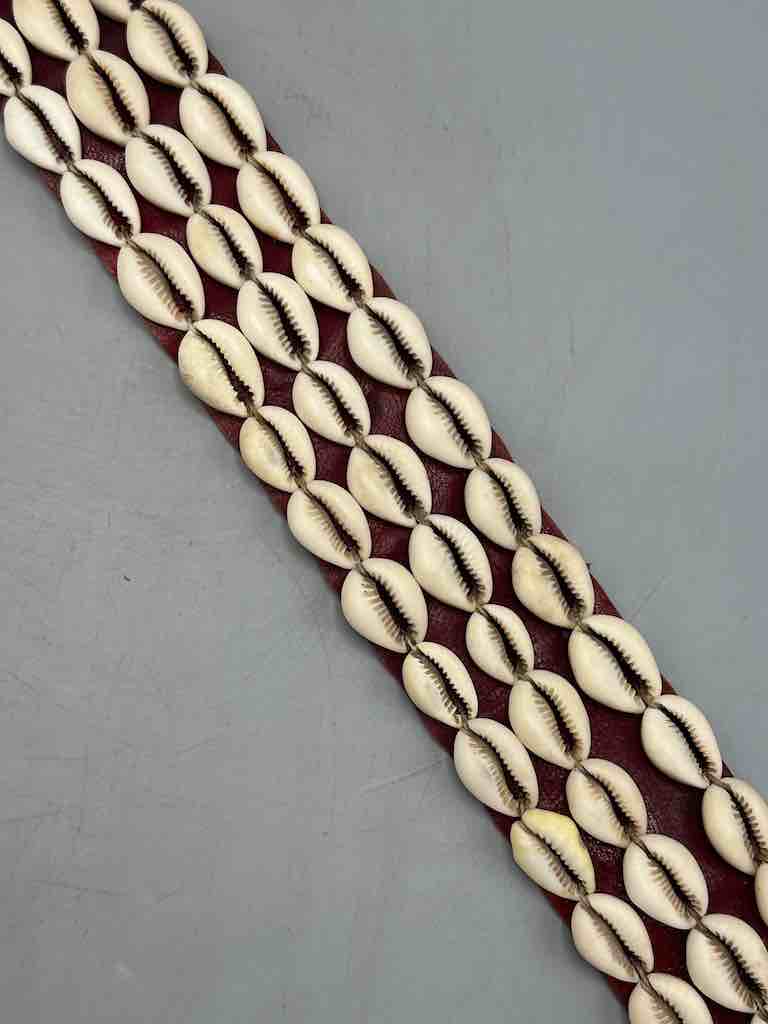 African Cultural Very High Quality Wide Real Cowrie Shell-Leather Tie Closure Belt - 4 Colors