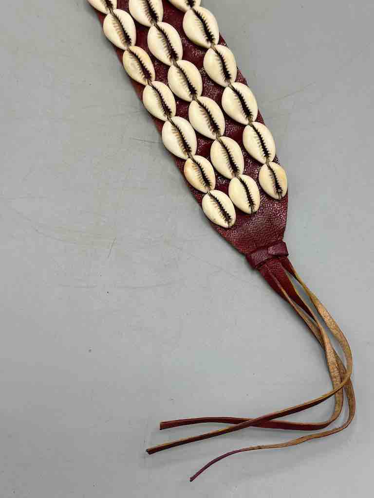 African Cultural Very High Quality Wide Real Cowrie Shell-Leather Tie Closure Belt - 4 Colors