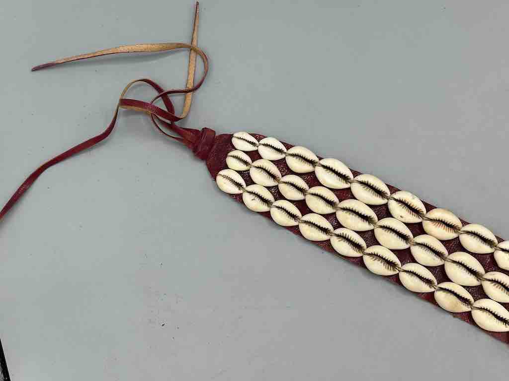 African Cultural Very High Quality Wide Real Cowrie Shell-Leather Tie Closure Belt - 4 Colors