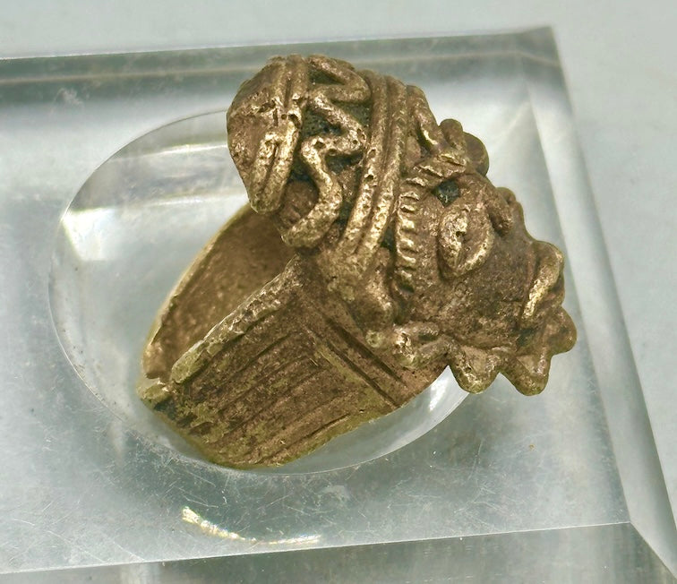 Brass Mask Ring Gold Weight - Ring Size 6 1/2- Ghana
