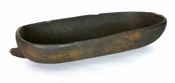 Vintage Wooden Tshi Long Vessel from Congo, Africa | 24"