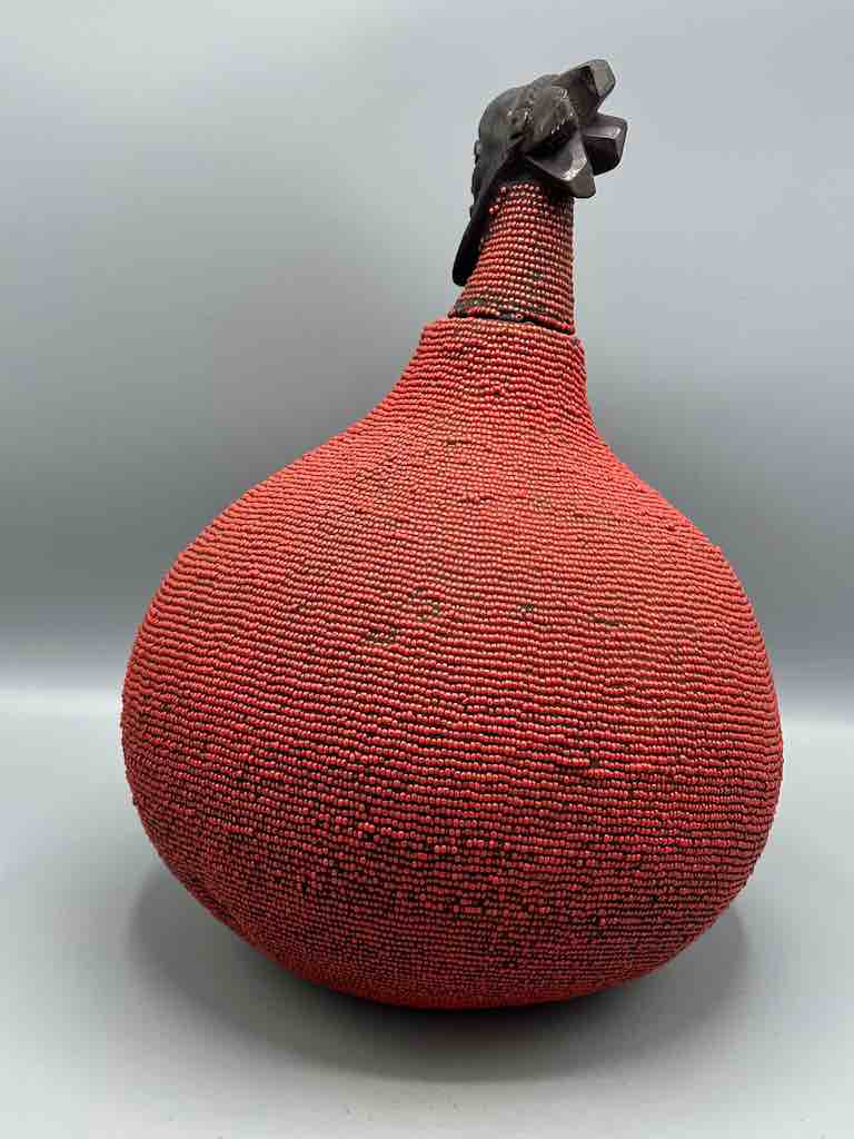 Congolese Beaded Decor Gourd from Kenya Africa - Wine