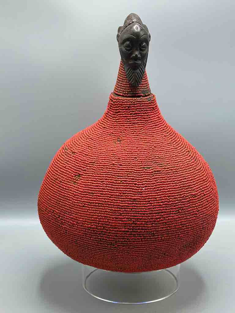 Congolese Beaded Decor Gourd from Kenya Africa - Wine