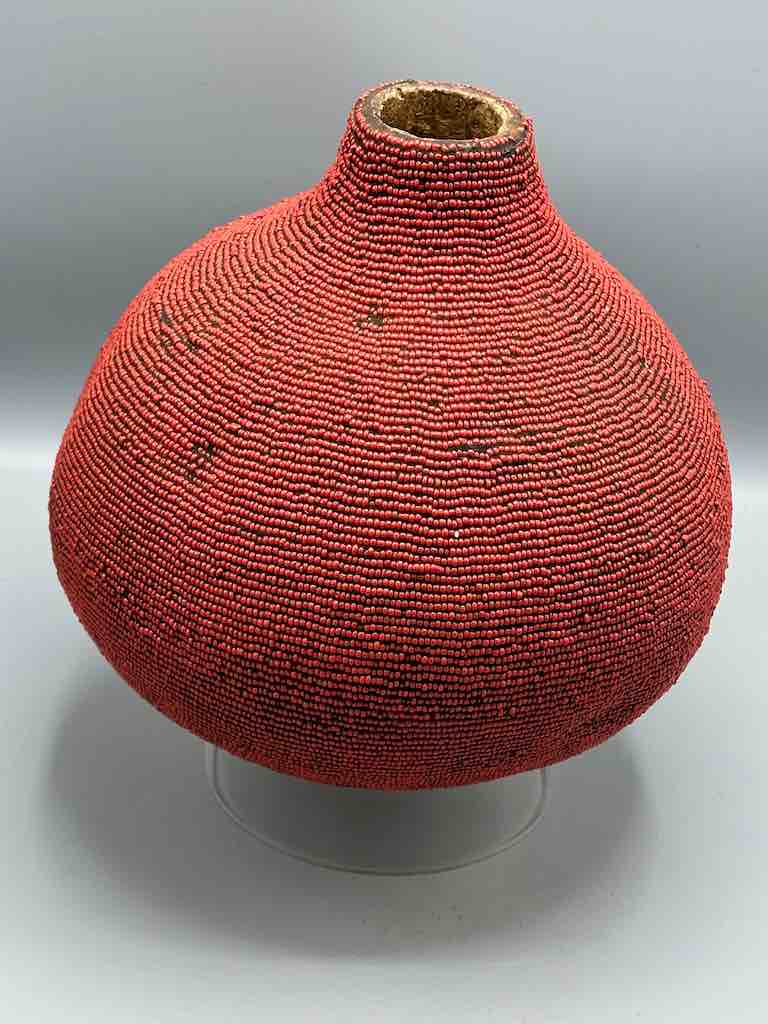 Congolese Beaded Decor Gourd from Kenya Africa - Wine