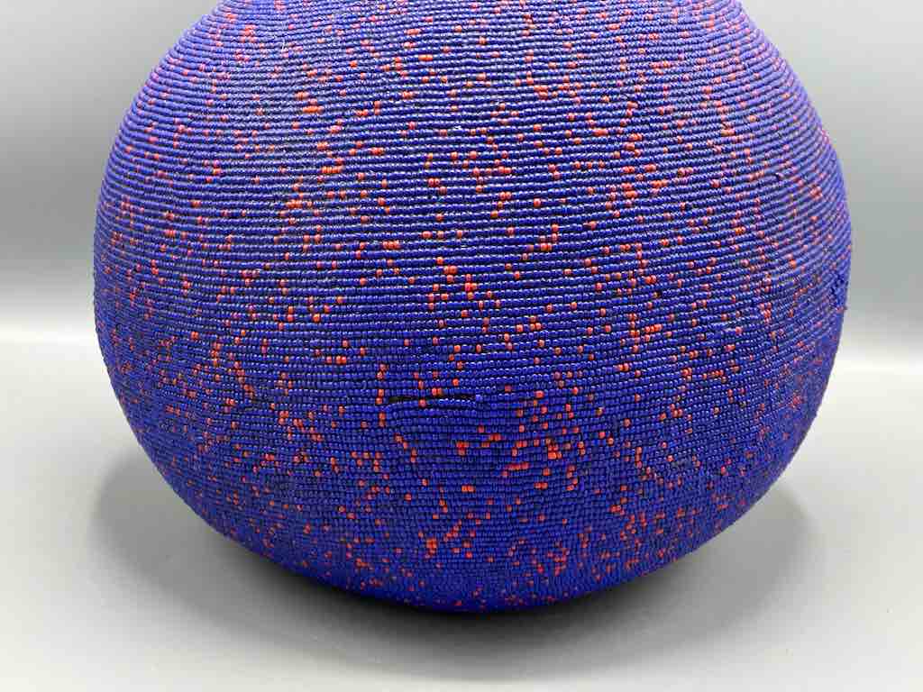 Congolese Beaded Decor Gourd from Kenya Africa - Violet/Wine