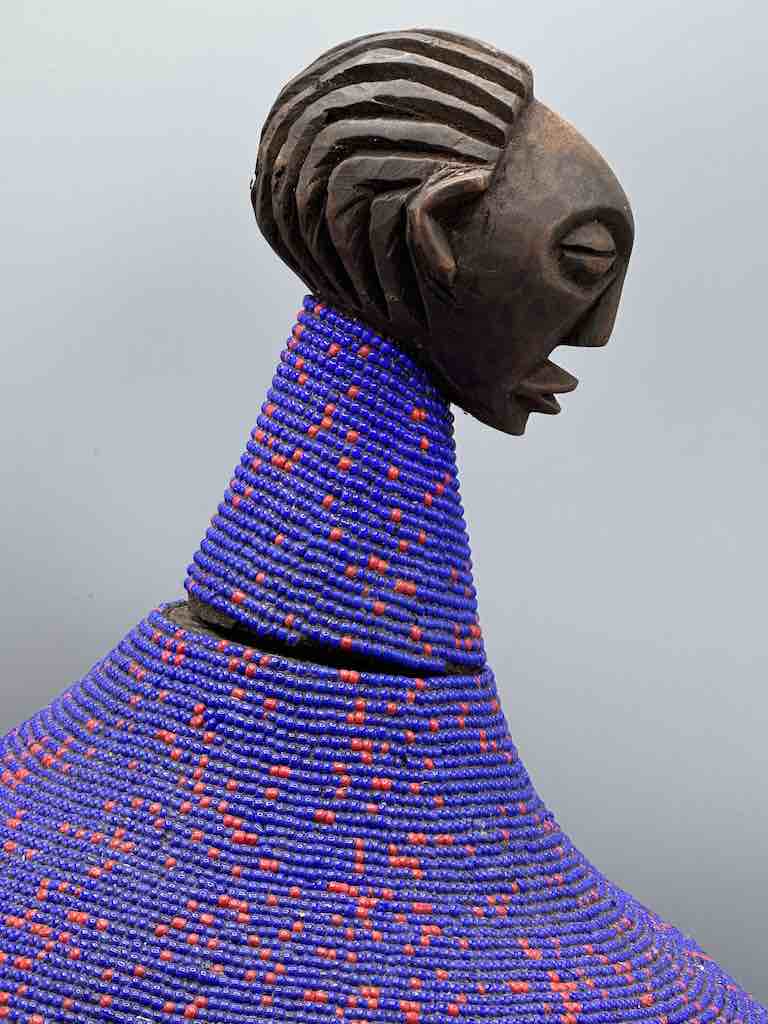 Congolese Beaded Decor Gourd from Kenya Africa - Violet/Wine