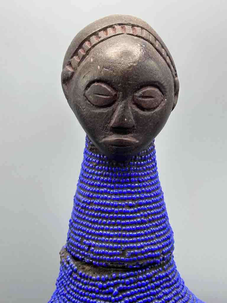 Congolese Beaded Decor Gourd from Kenya Africa - Violet/Black