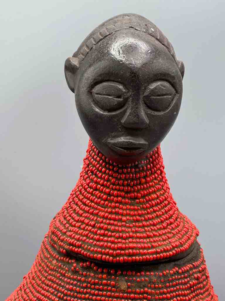 Congolese Beaded Decor Gourd from Kenya Africa - Red