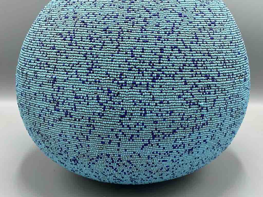 Congolese Beaded Decor Gourd from Kenya Africa - Sky blue/Violet