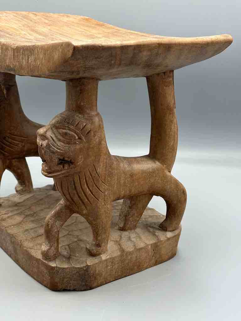 Fon Double Lion Motif Foot Stool - Benin