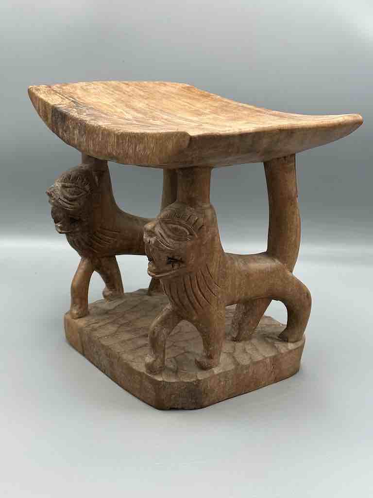 Fon Double Lion Motif Foot Stool - Benin