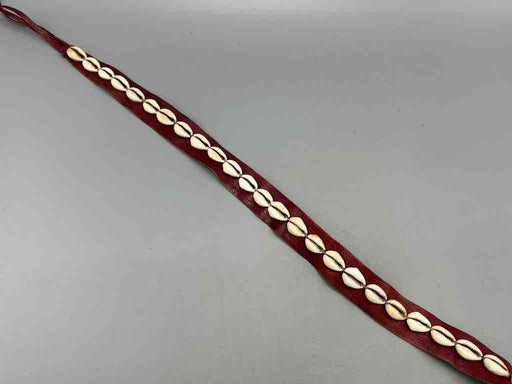 African Cultural Narrow Real Cowrie Shell-Leather Tie-Closure Unfinished Edges Belt - 4 colors