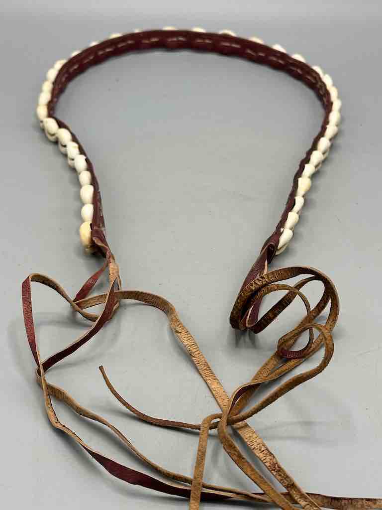 African Cultural Narrow Real Cowrie Shell-Leather Tie-Closure Finished Edges Belt - 7 colors