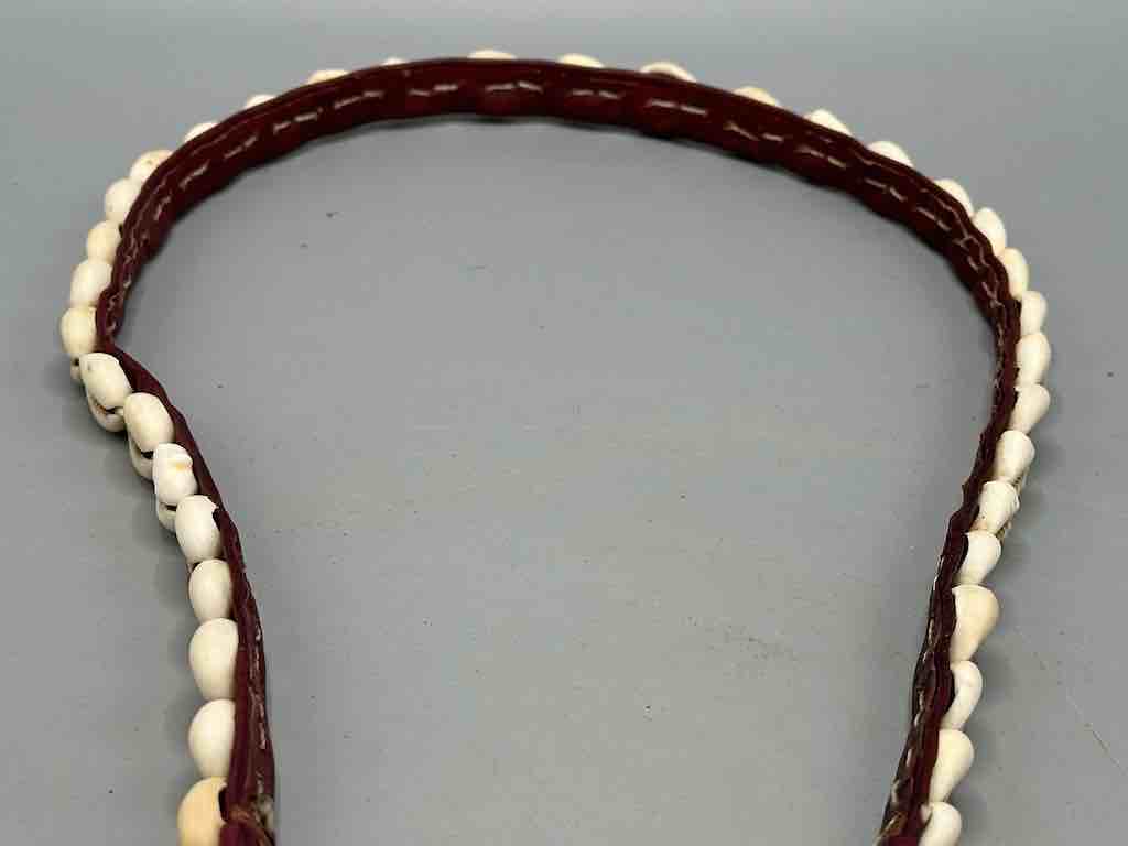 African Cultural Narrow Real Cowrie Shell-Leather Tie-Closure Finished Edges Belt - 7 colors