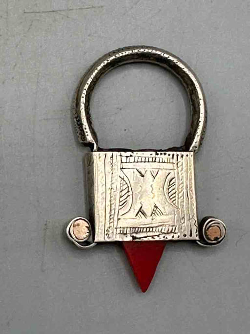 Tuareg InGall Metal & Glass Pendant Leather Necklace Choker  - Niger