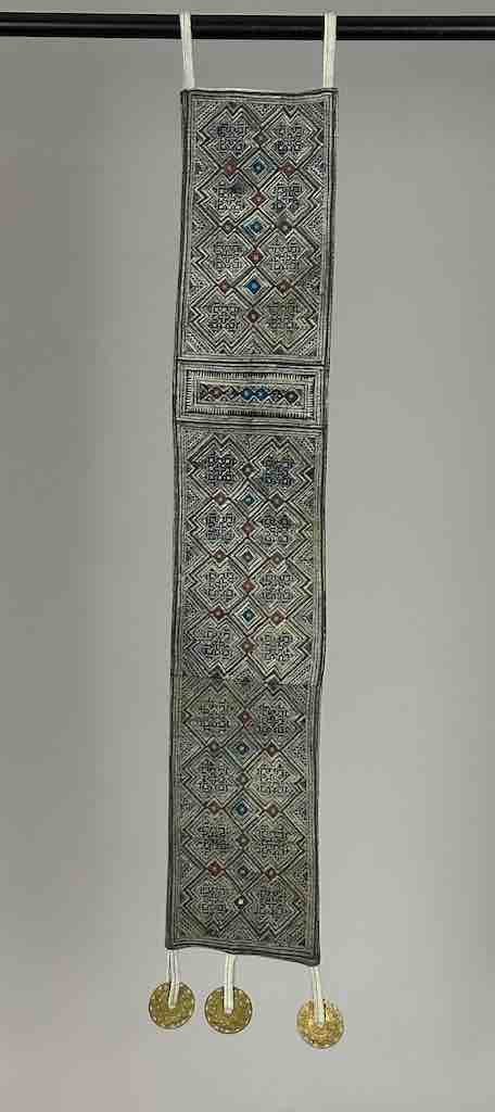 Decorative Wall Hanging of Vintage Hmong Tribal Vietnamese Cloth & Coins