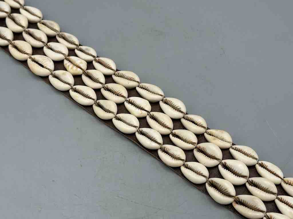 African Cultural Very High Quality Wide Real Cowrie Shell-Leather Tie Closure Belt - 4 Colors