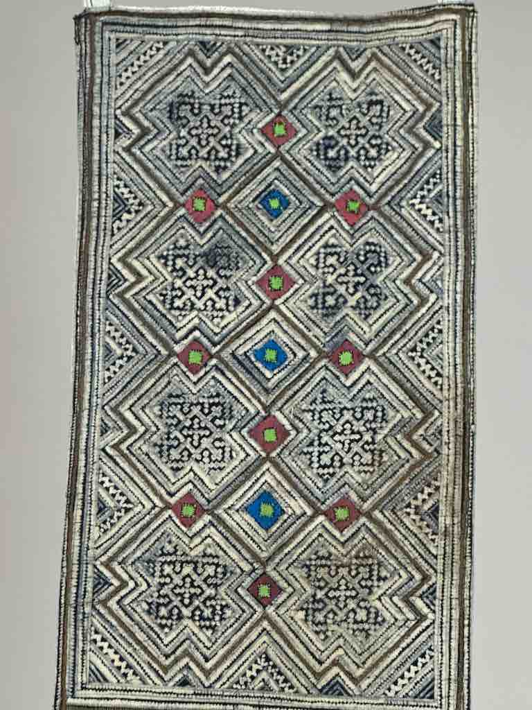 Decorative Wall Hanging of Vintage Hmong Tribal Vietnamese Cloth & Coins
