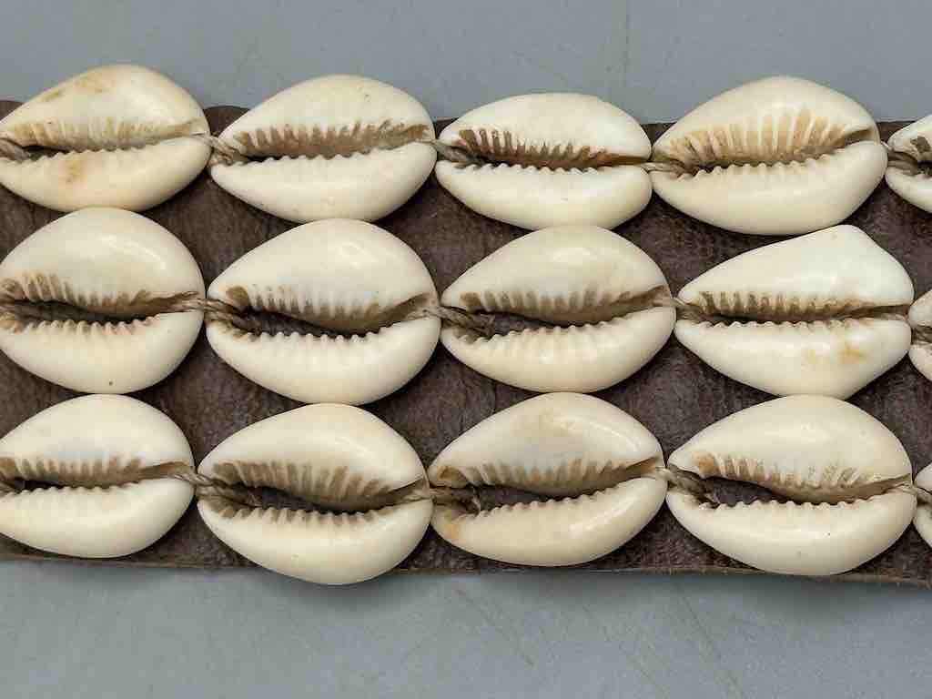 African Cultural Very High Quality Wide Real Cowrie Shell-Leather Tie Closure Belt - 4 Colors