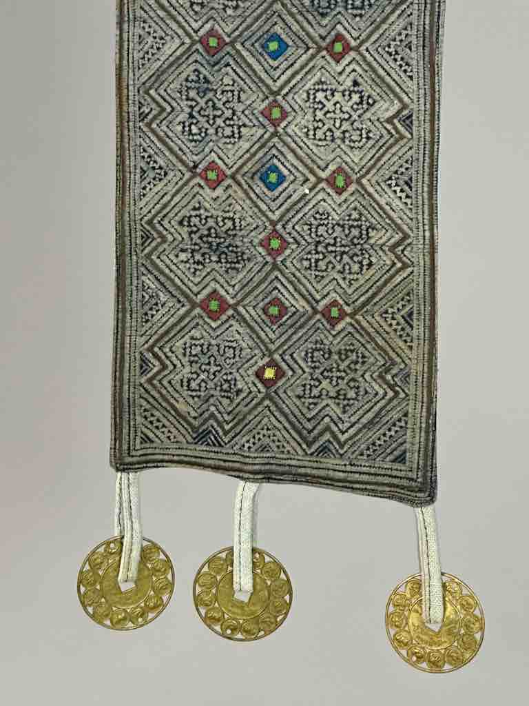 Decorative Wall Hanging of Vintage Hmong Tribal Vietnamese Cloth & Coins