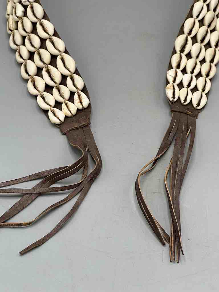 African Cultural Very High Quality Wide Real Cowrie Shell-Leather Tie Closure Belt - 4 Colors