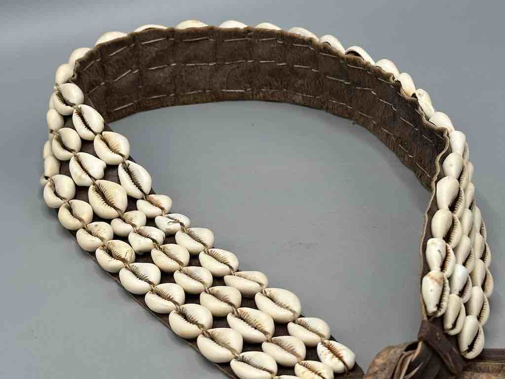 African Cultural Very High Quality Wide Real Cowrie Shell-Leather Tie Closure Belt - 4 Colors