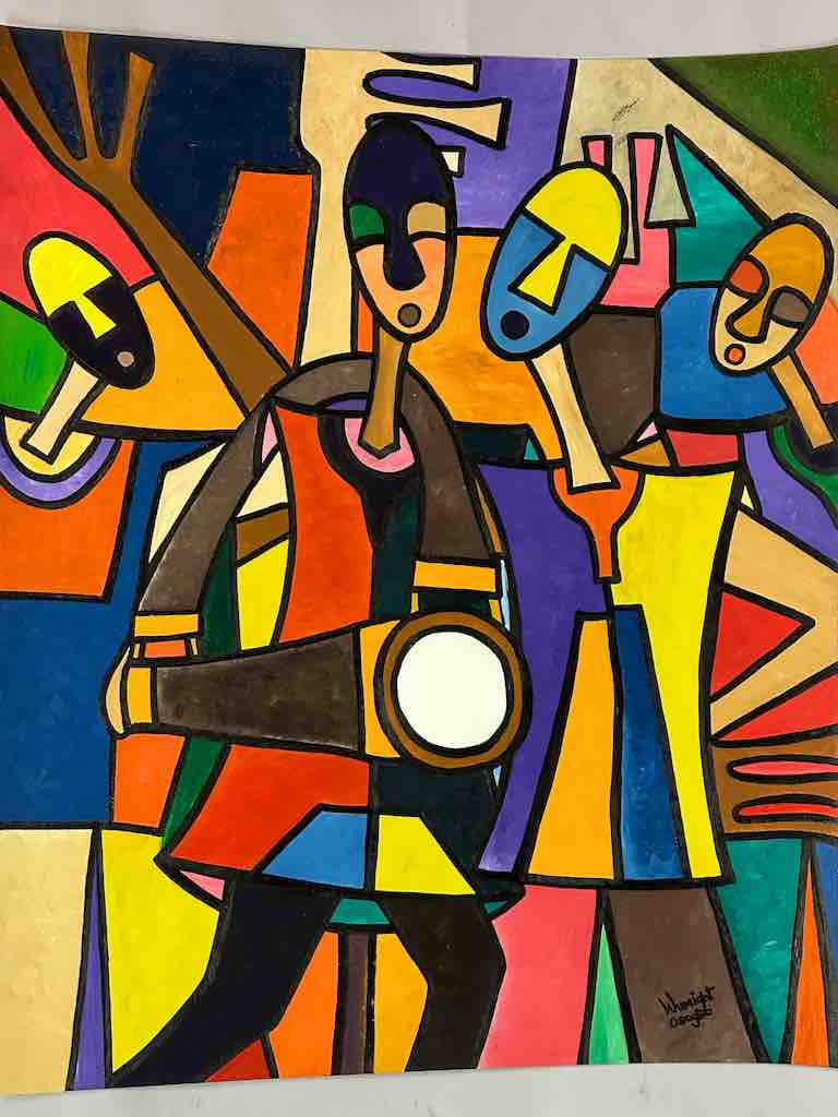 Osogbo School African Painting on Heavy Paper Frameable Art