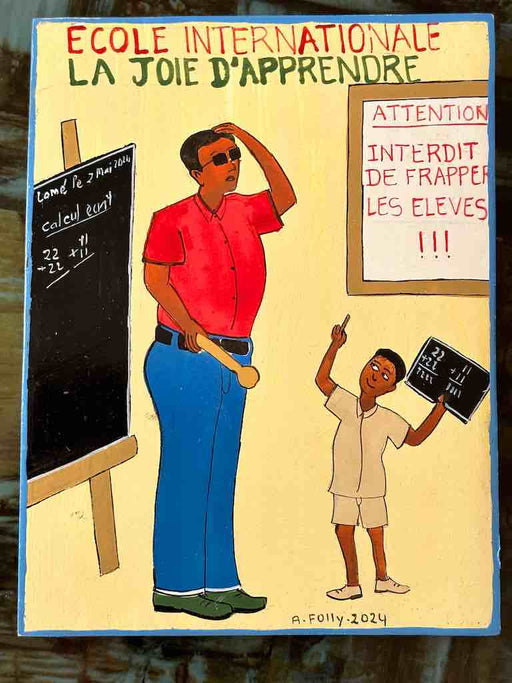 Teacher and Student | Contemporary African Hand Painted Art | Wall Hanging | Frameable Painting | 6.5" x 5"