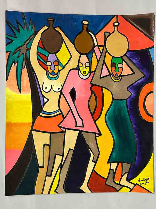 Osogbo School African Painting on Heavy Paper Frameable Art