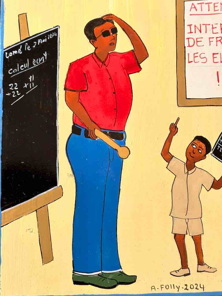 Teacher and Student | Contemporary African Hand Painted Art | Wall Hanging | Frameable Painting | 6.5" x 5"