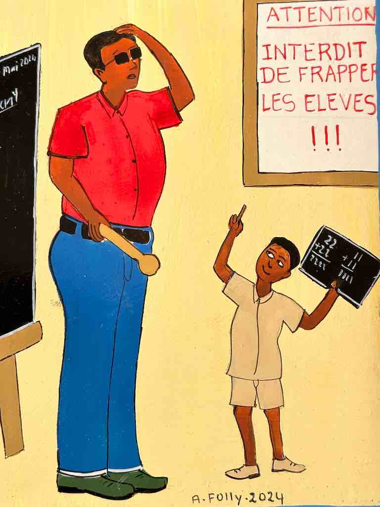 Teacher and Student | Contemporary African Hand Painted Art | Wall Hanging | Frameable Painting | 6.5" x 5"