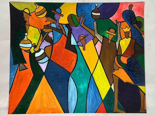 Osogbo School African Painting on Heavy Paper Frameable Art