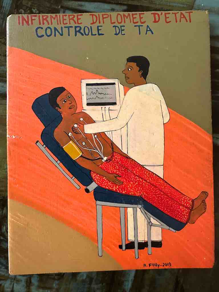 Nurse and Patient | Contemporary African Hand Painted Art | Wall Hanging | Frameable Painting | 6.5" x 5"