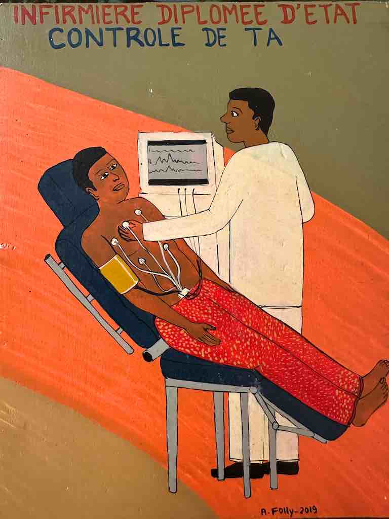 Nurse and Patient | Contemporary African Hand Painted Art | Wall Hanging | Frameable Painting | 6.5" x 5"