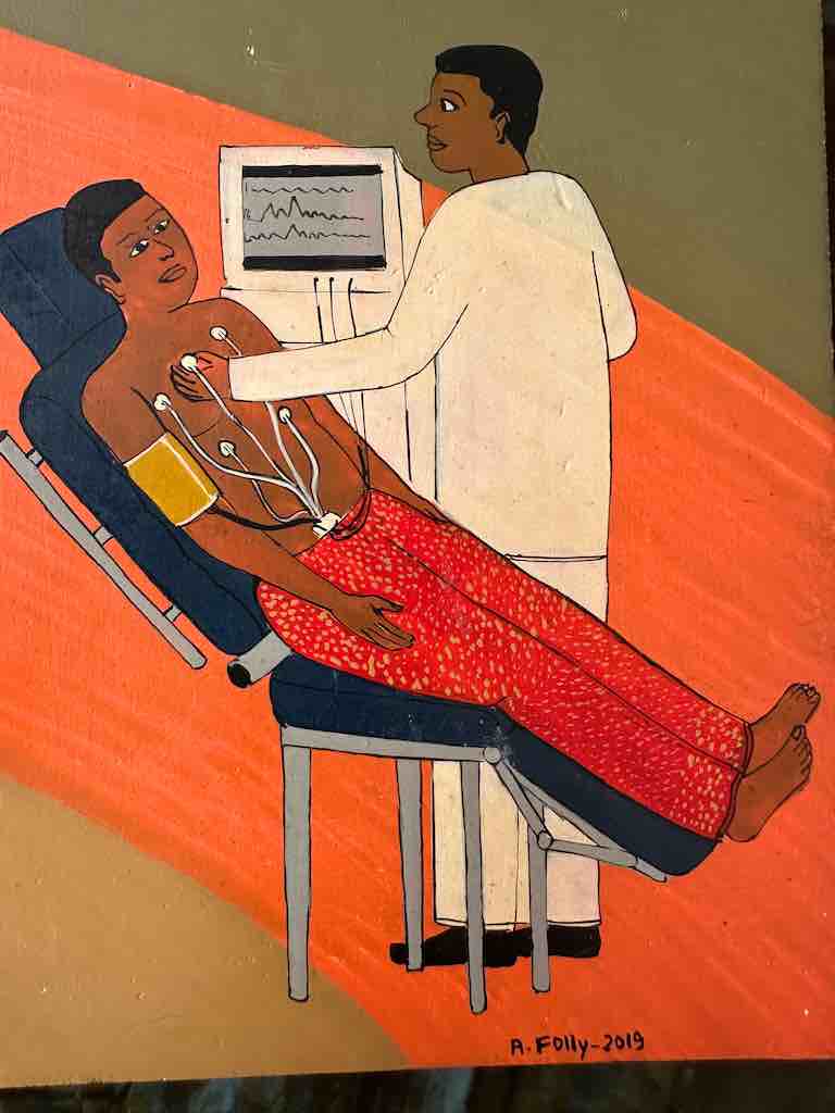 Nurse and Patient | Contemporary African Hand Painted Art | Wall Hanging | Frameable Painting | 6.5" x 5"