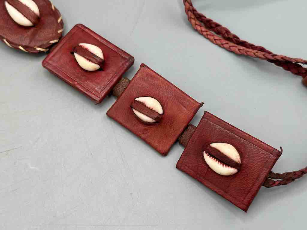 African Cultural Real Cowrie Shell-Leather Medallions Belt - 6 colors