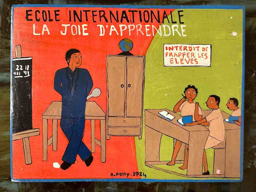 Teacher and Students | Contemporary African Hand Painted Art | Wall Hanging | Frameable Painting | 6.5" x 5"