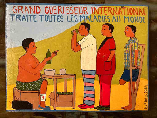 Healer and Patients | Contemporary African Hand Painted Art | Wall Hanging | Frameable Painting | 6.5" x 5"