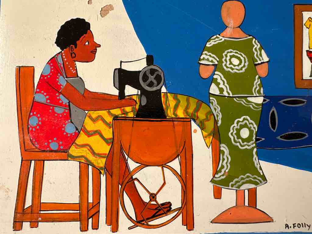 Seamstress | Contemporary African Hand Painted Art | Wall Hanging | Frameable Painting | 6.5" x 5"