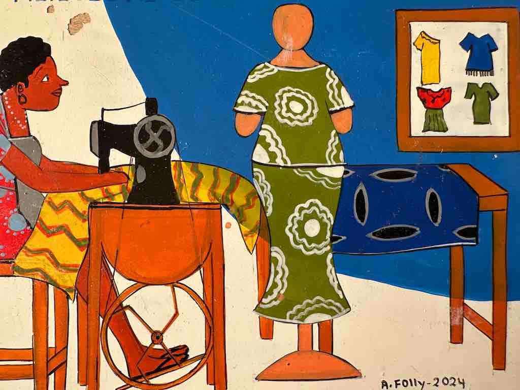 Seamstress | Contemporary African Hand Painted Art | Wall Hanging | Frameable Painting | 6.5" x 5"