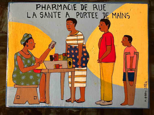 Healer and Patients | Contemporary African Hand Painted Art | Wall Hanging | Frameable Painting | 6.5" x 5"