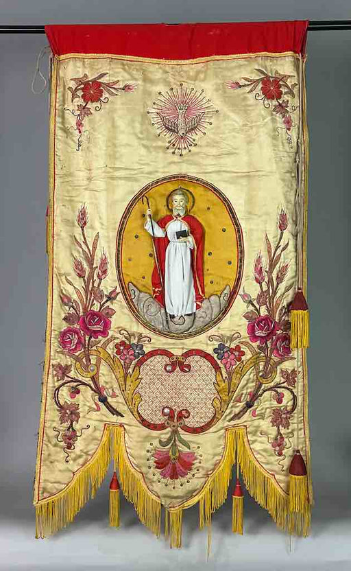 Antique Vietnamese Catholic Saint Joseph Banner Authentic Ecclesiastical Cloth