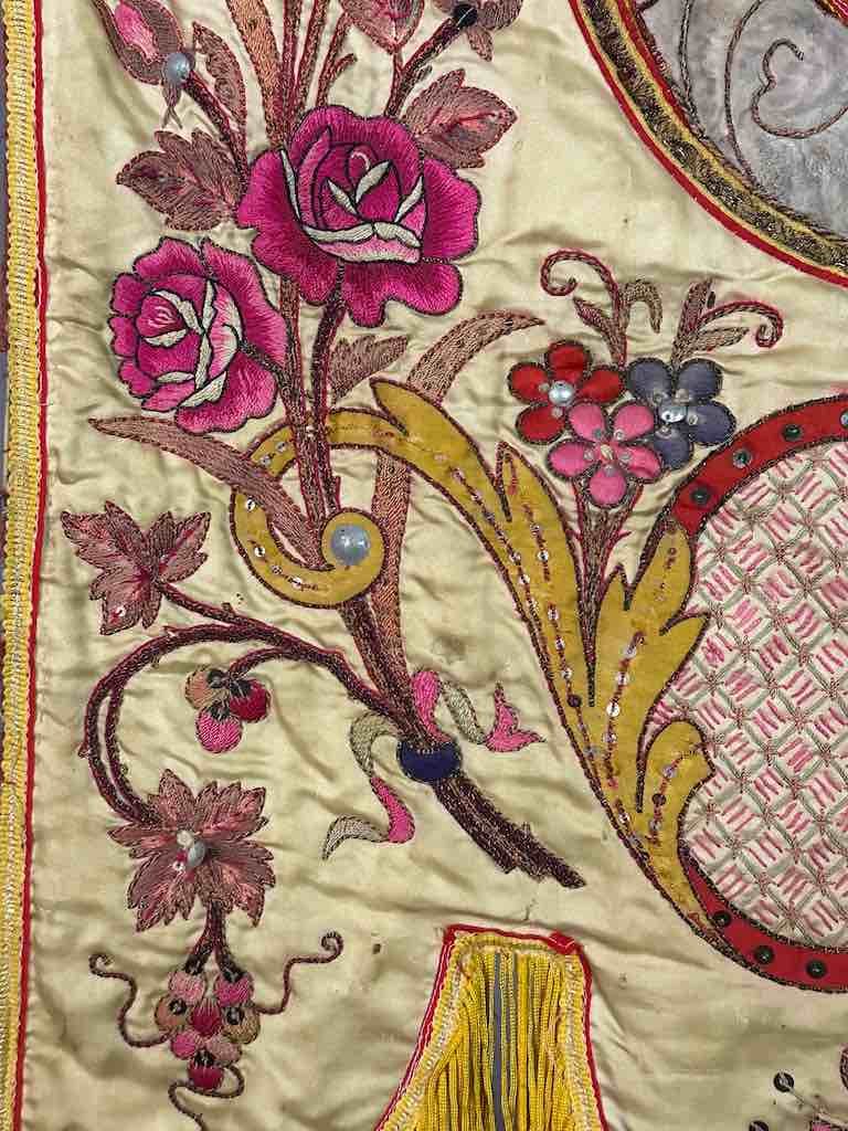 Antique Vietnamese Catholic Saint Joseph Banner Authentic Ecclesiastical Cloth