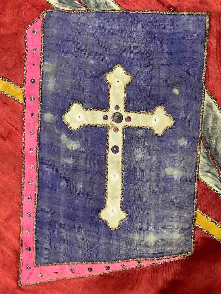 Antique Vietnamese Catholic Saint Joseph Banner Authentic Ecclesiastical Cloth