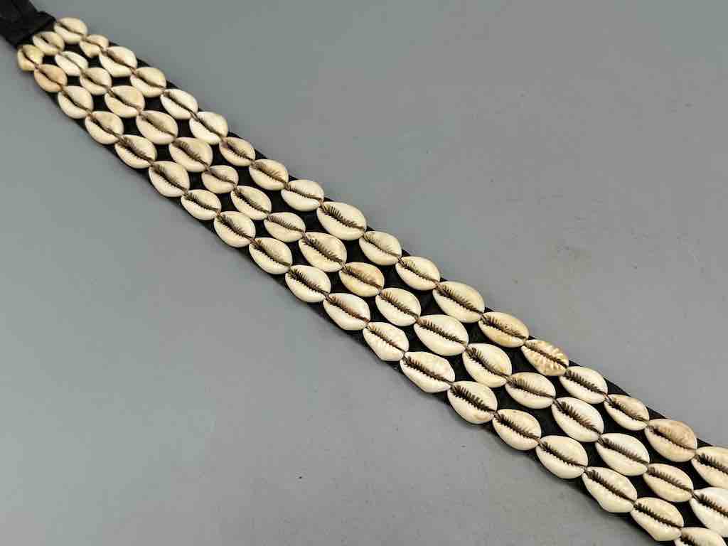 African Cultural Very High Quality Wide Real Cowrie Shell-Leather Tie Closure Belt - 4 Colors